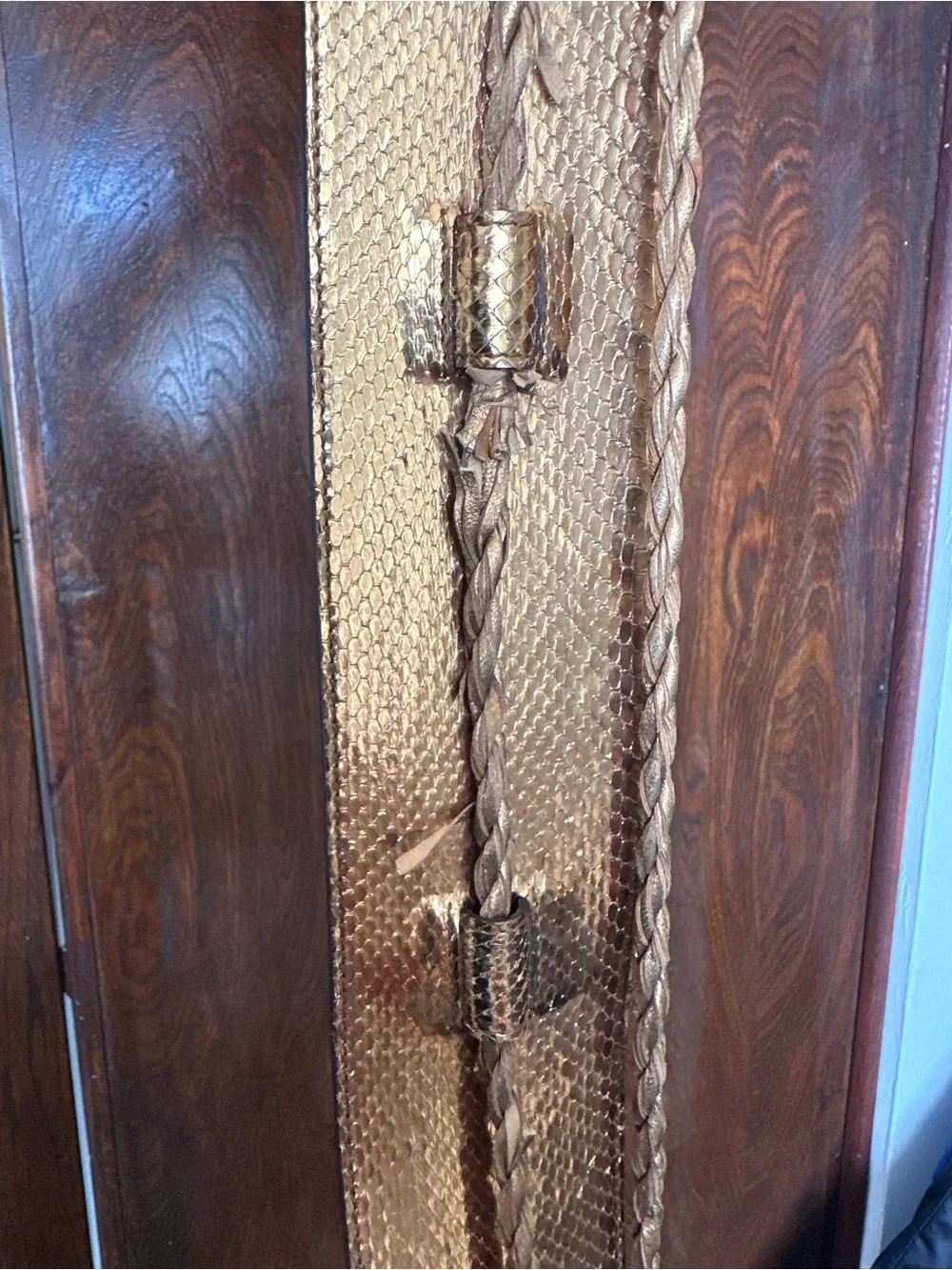 Gucci Python Snakeskin-Leather Metallic Gold Waist Belt w/ Braided Tassel